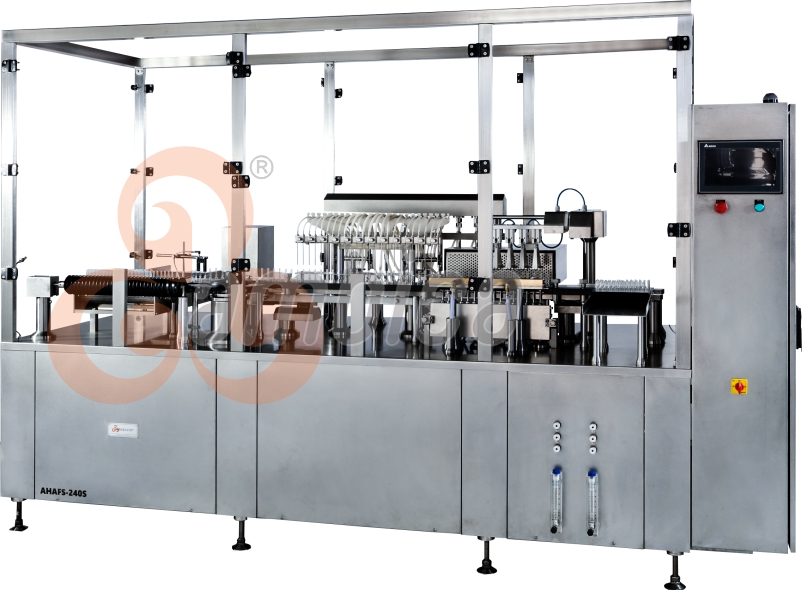 Automatic High Speed Multi-Axis Servo Driven Ampoule and Vial Combo Filling Machine. Model: AHAFS-240SV